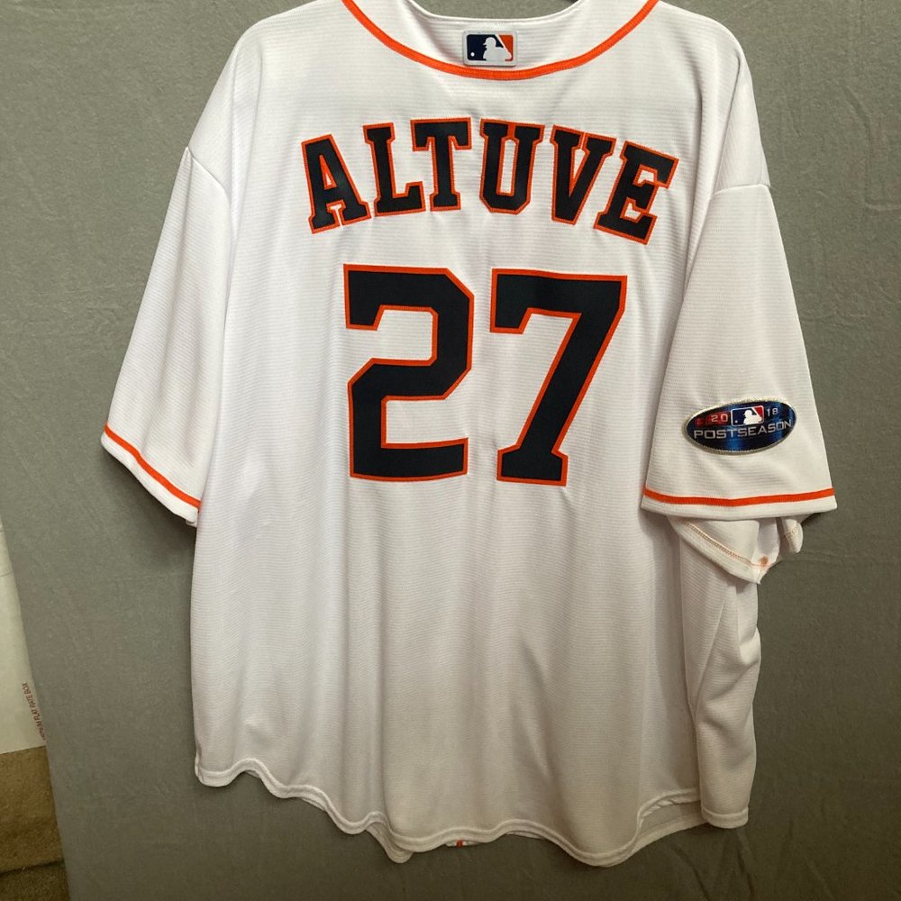 MAJESTIC MLB Genuine Houston Astros Altuve Size 4XL 2018 Postseason Jersey White